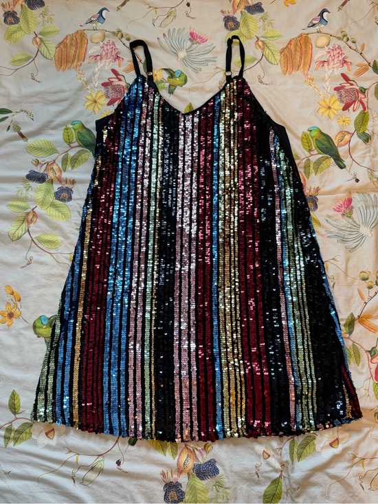 torrid Dresses & Skirts - Torrid Rainbow Multicolor Sequin Stripe Mini Dress Size 2